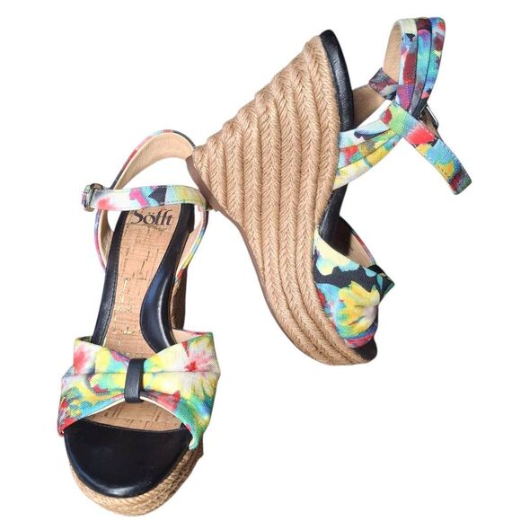 Sofft Floral Wedge Sandals – Size 7.5, New Without Box - Picture 1 of 6